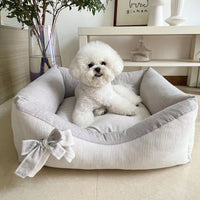 HKM-8387901 Cozy Cotton and Linen Removable Pet Bed for Small to Large Dogs and Cats, Multi-Season Design