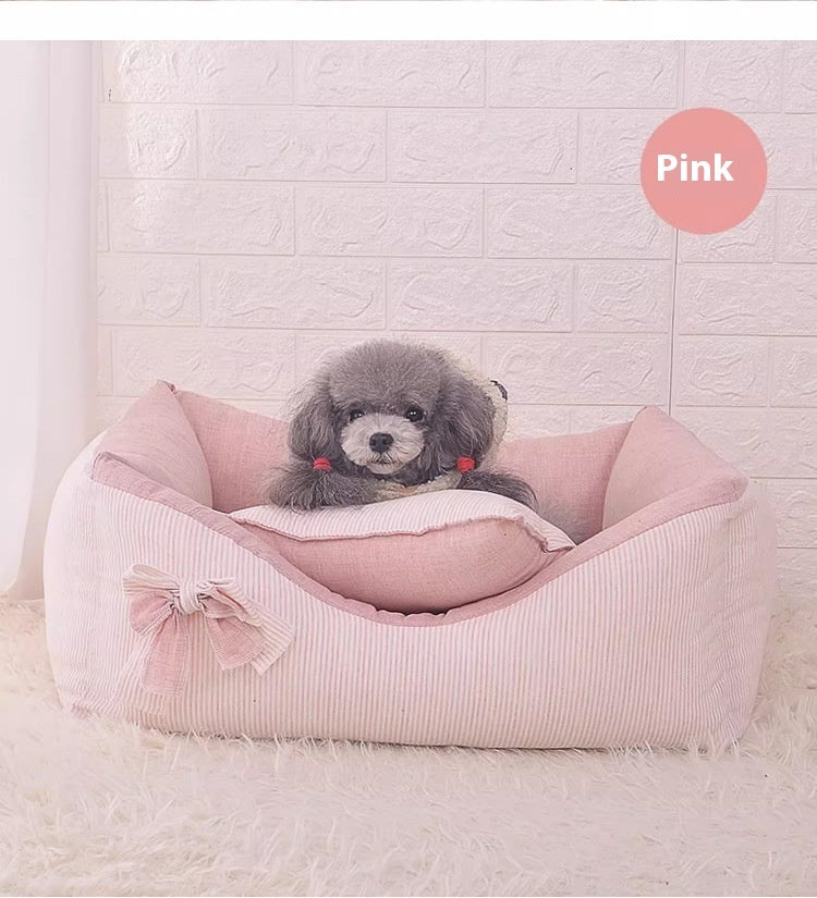 HKM-8387901 Cozy Cotton and Linen Removable Pet Bed for Small to Large Dogs and Cats, Multi-Season Design