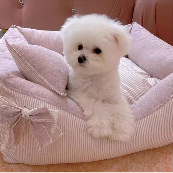 HKM-8387901 Cozy Cotton and Linen Removable Pet Bed for Small to Large Dogs and Cats, Multi-Season Design