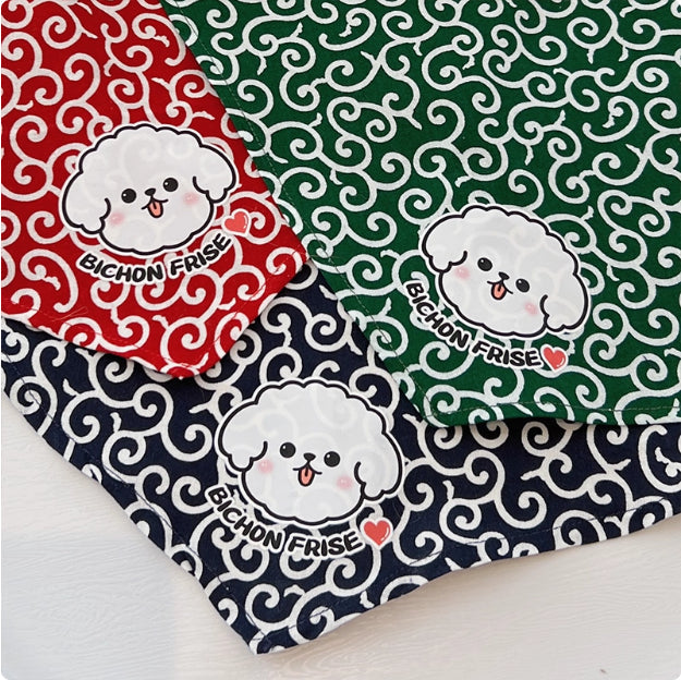 HKM-8388029 Lace Triangle Pet Scarf for Dogs - Suitable for All Breeds, 58cm Size in Red, Green, and Blue