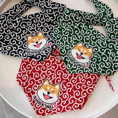 HKM-8388029 Lace Triangle Pet Scarf for Dogs - Suitable for All Breeds, 58cm Size in Red, Green, and Blue