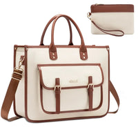 HKM-838803 Lightweight Canvas Laptop Tote Bag for Women, 15.6-Inch Shoulder Messenger Bag for Work and School