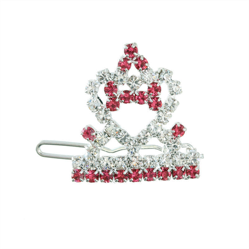 HKM-8388669 Princess Style Crown Hairpin Ornament for Dogs and Cats in Pink, Blue, Purple, and Red