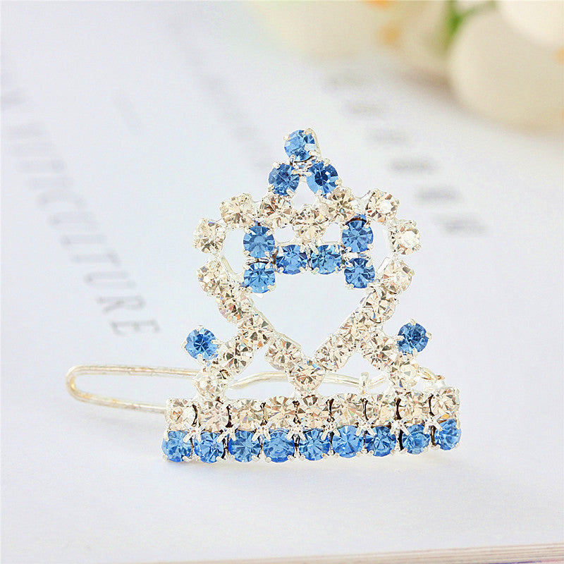 HKM-8388669 Princess Style Crown Hairpin Ornament for Dogs and Cats in Pink, Blue, Purple, and Red