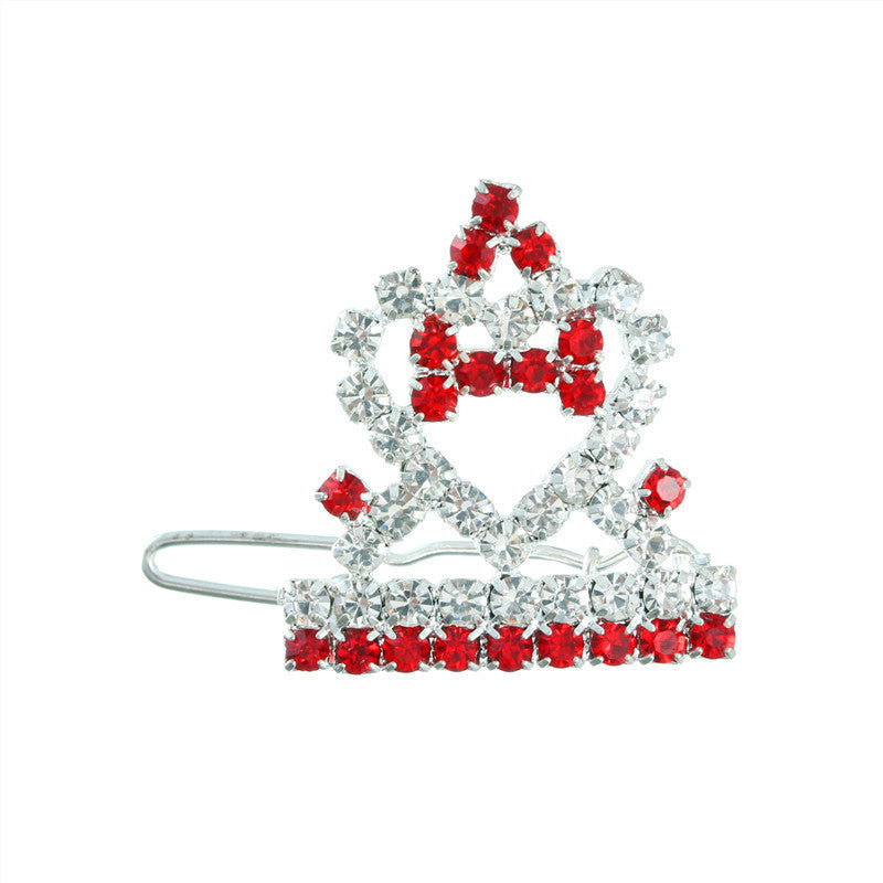 HKM-8388669 Princess Style Crown Hairpin Ornament for Dogs and Cats in Pink, Blue, Purple, and Red