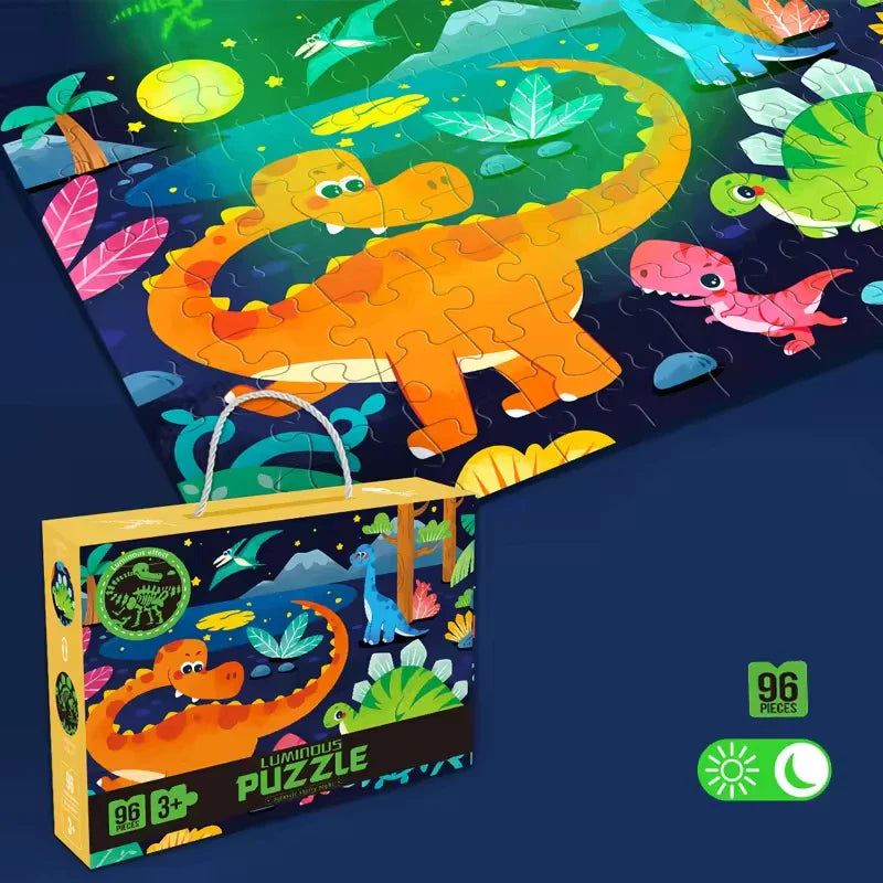 HKM-838931 Glow-in-the-Dark Children’s Puzzle Plane Educational Block Toy 26x19.5x6cm