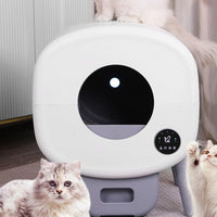 HKM-8389821 Automatic Cat Litter Box with Deodorizing Tablets and Cleaning Brush, 76L Capacity
