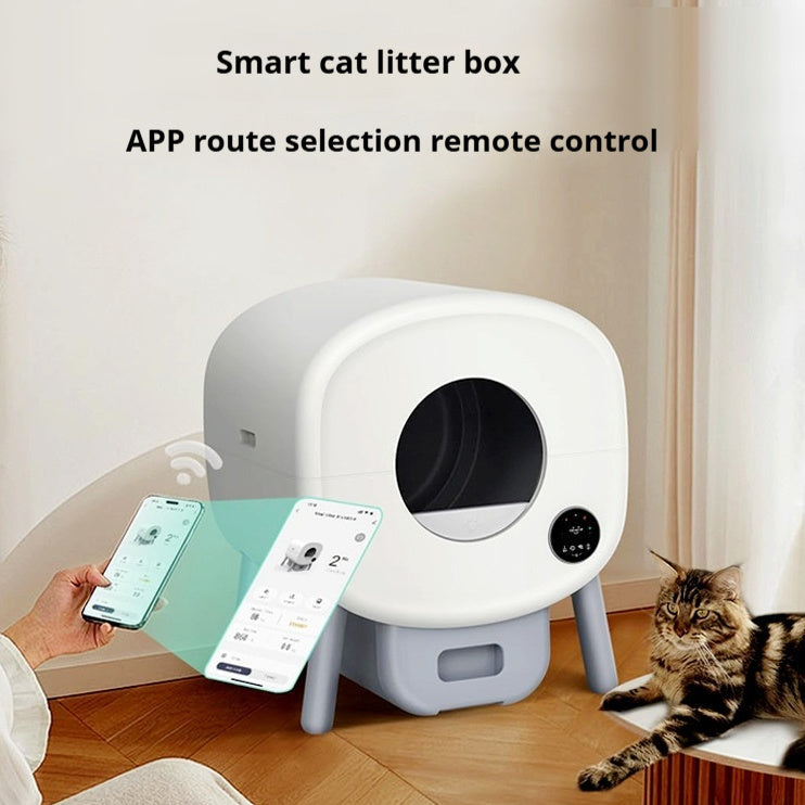 HKM-8389821 Automatic Cat Litter Box with Deodorizing Tablets and Cleaning Brush, 76L Capacity