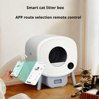 HKM-8389821 Automatic Cat Litter Box with Deodorizing Tablets and Cleaning Brush, 76L Capacity