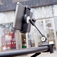 HKM-839123 Multi-Function Aluminum Alloy Tablet Stand Clip for 4-11 Inch Devices - Black/White Options