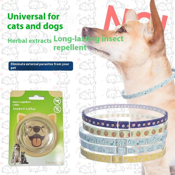 HKM-8391613 Pet Insect Repellent Collar for Dogs and Cats - Silicone Design, Cartoon Patterns, Various Colors and Sizes