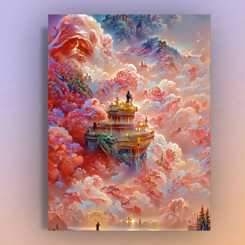 HKM-839187 Vibrant Digital Oil Painting Framed Decorative Art for Living Room & Bedroom