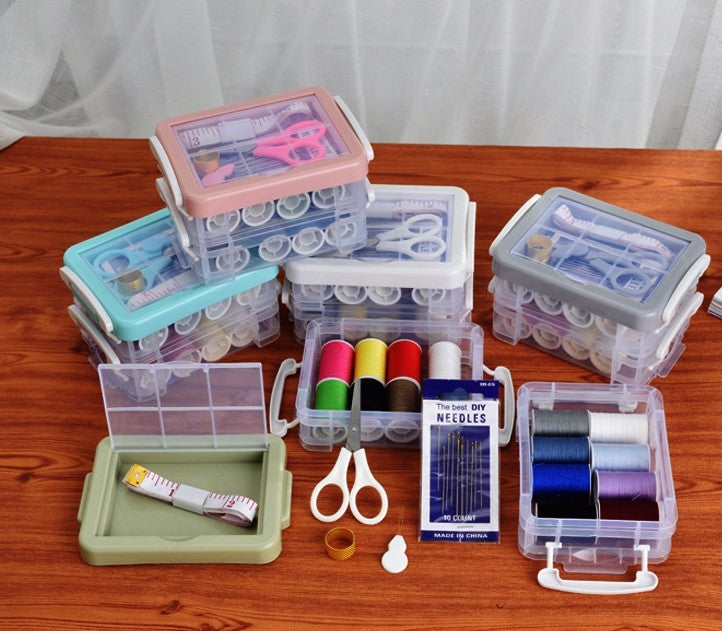 HKM-839251 Double Layer Portable Sewing Kit with Essential Tools for Easy Repairs