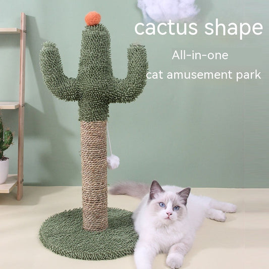 HKM-8392893 Sisal Cat Climbing Frame Toy with Microfiber Plate - Cactus Design, 30x30x60cm
