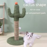 HKM-8392893 Sisal Cat Climbing Frame Toy with Microfiber Plate - Cactus Design, 30x30x60cm