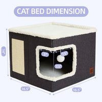 HKM-8393661 Foldable Cloth Cube Cat Nest in Khaki Beige, Navy Blue, and Gray - Comfortable Right Angle Design for Cats and Dogs