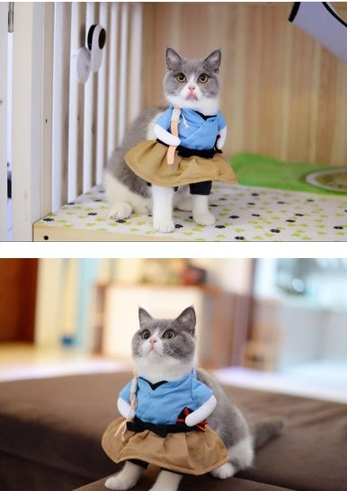 HKM-8393789 Cat Cosplay Outfit - Funny Costume Uniform Suit for Pets, Neck 20-38cm, Bust 28-57cm
