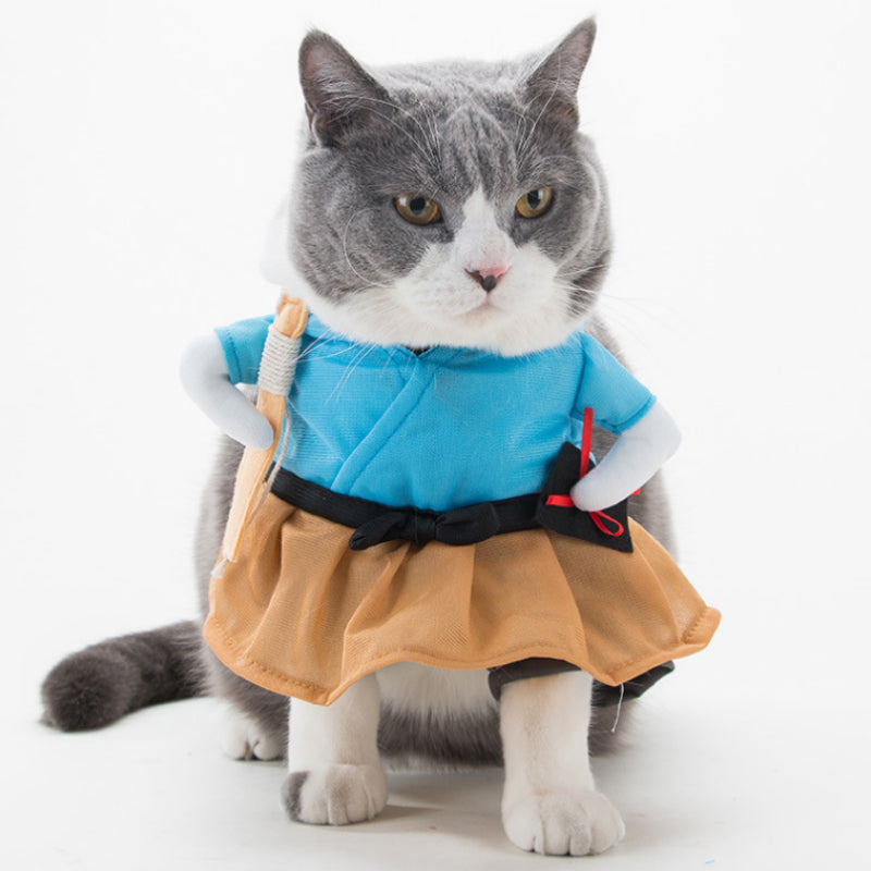 HKM-8393789 Cat Cosplay Outfit - Funny Costume Uniform Suit for Pets, Neck 20-38cm, Bust 28-57cm