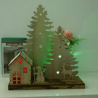 HKM-839379 Creative Wooden Christmas Ornaments in White, Warm, and Colorful Light