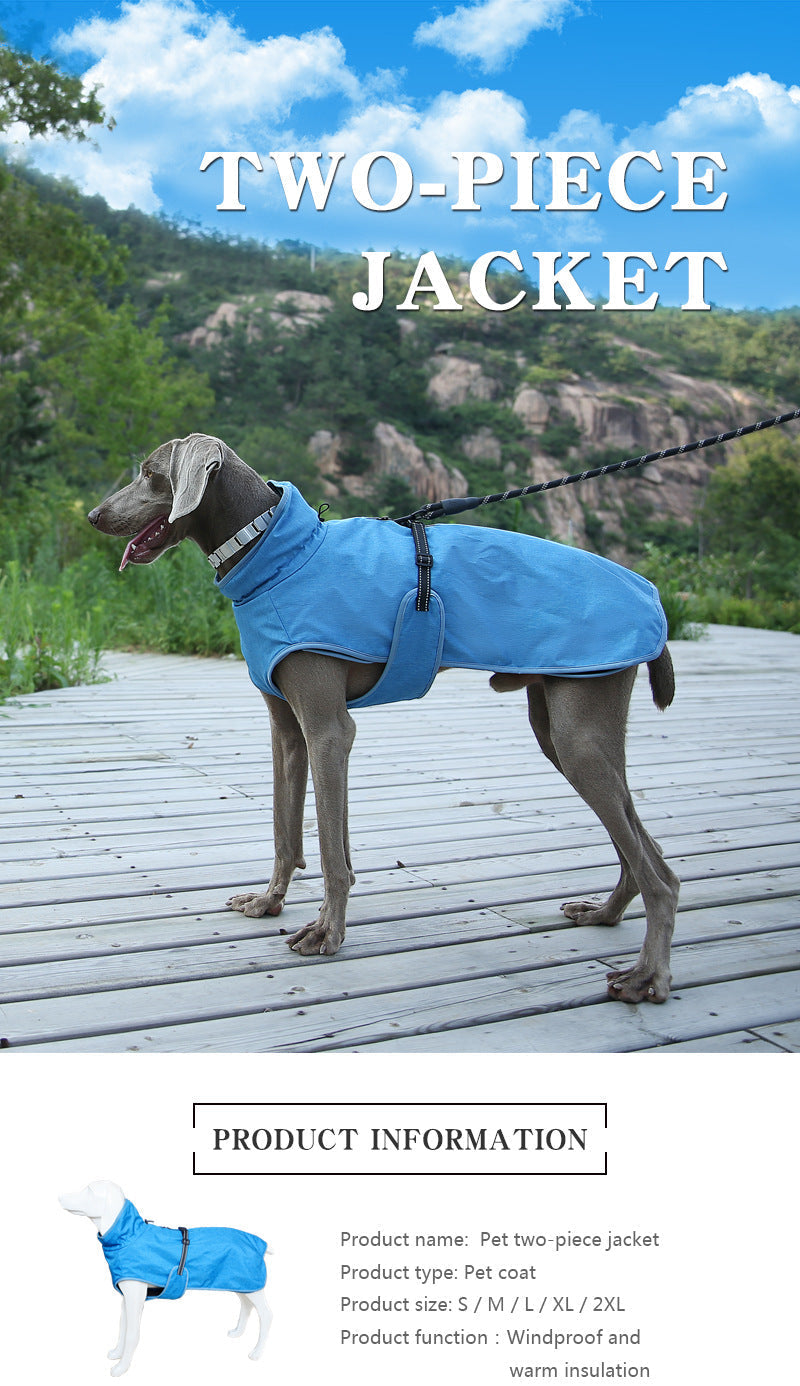 HKM-8394045 Pet Shell Jacket for Dogs - Polyester Winter Ski Suit in Blue, Rose Red, Gray, Sizes S-2XL