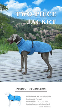 HKM-8394045 Pet Shell Jacket for Dogs - Polyester Winter Ski Suit in Blue, Rose Red, Gray, Sizes S-2XL