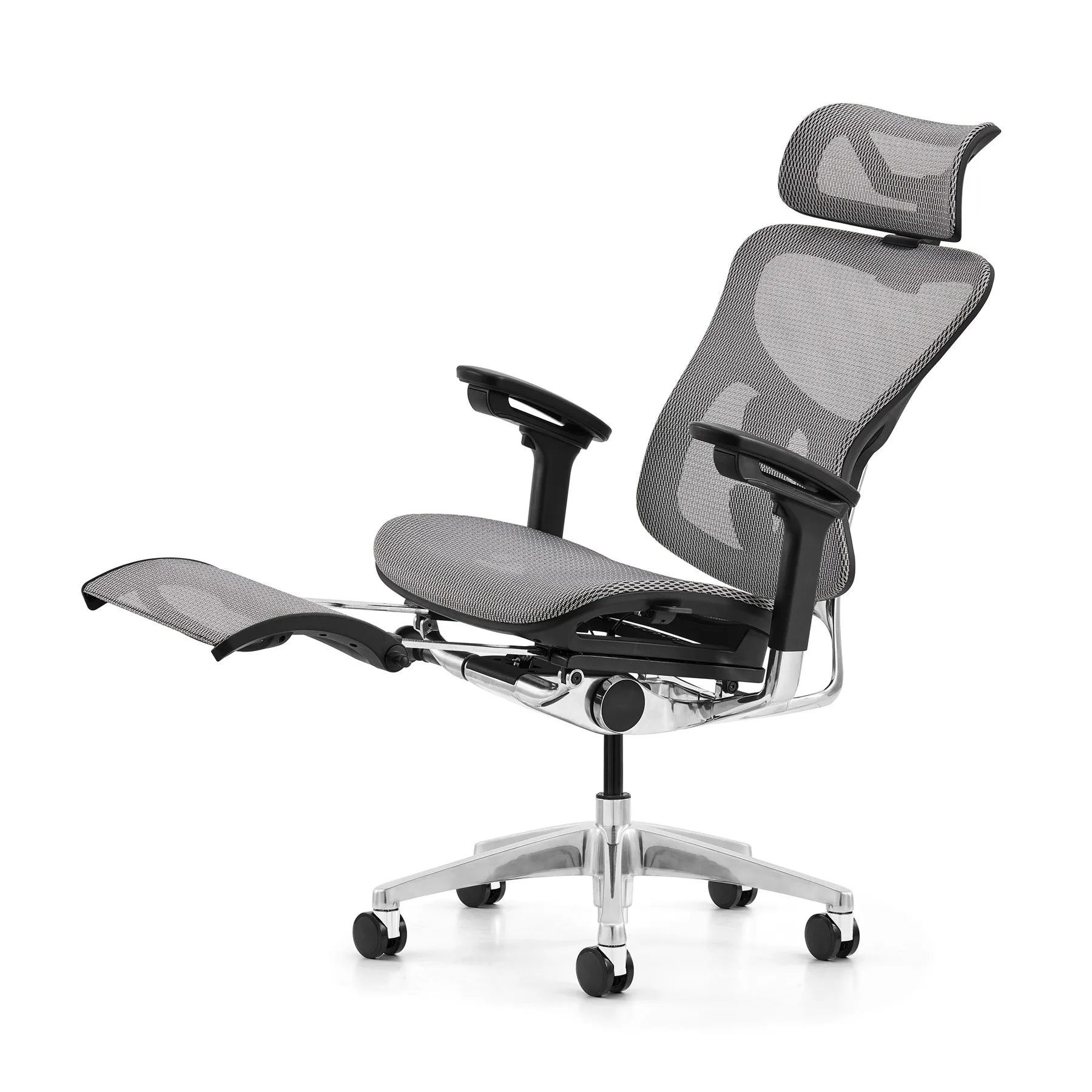 HKM-839507 Ergonomic High Back Grey Mesh Swivel Chair with Footrest for Home Office and Executive Use