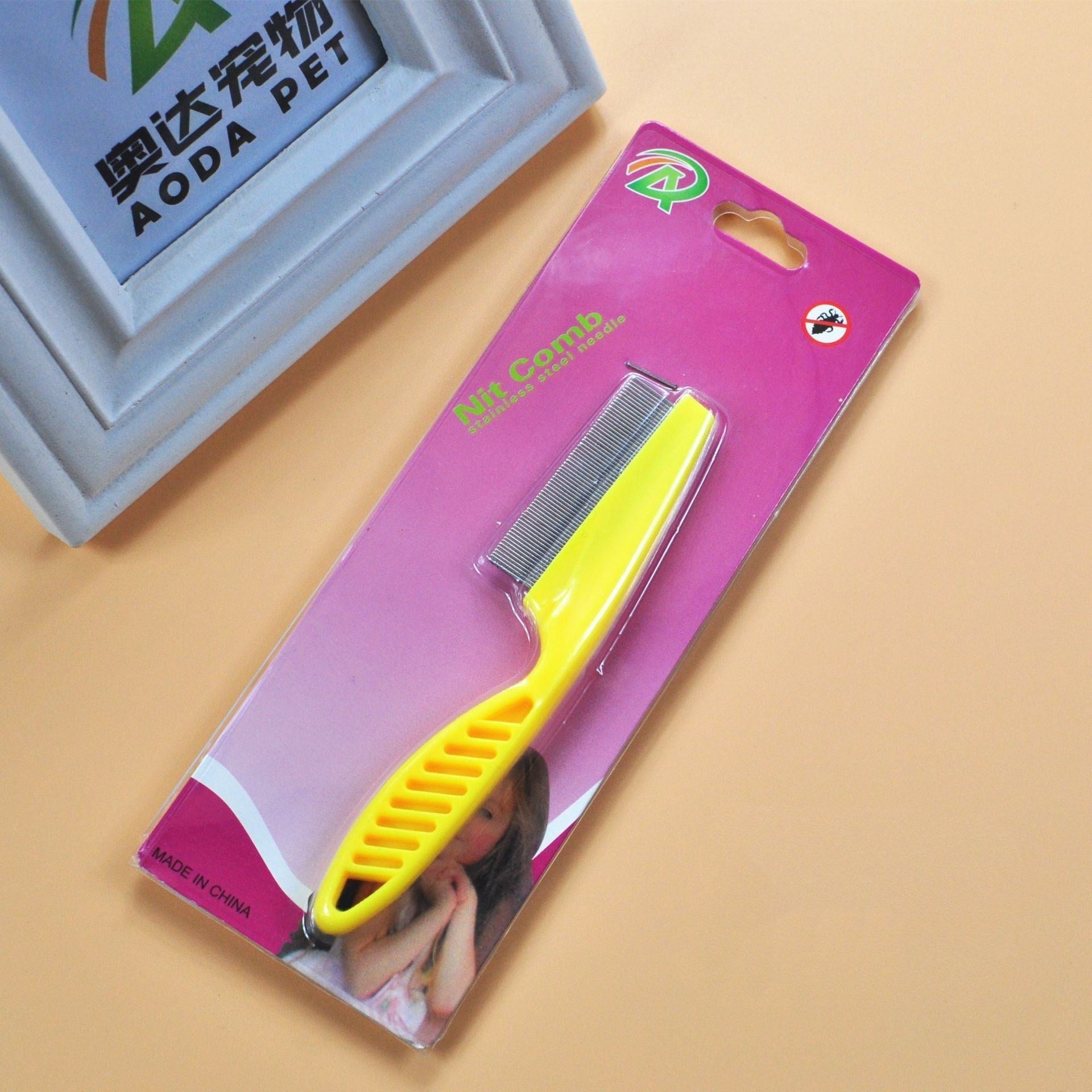 HKM-8395197 Stainless Steel Needle Flea Comb for Cats and Dogs