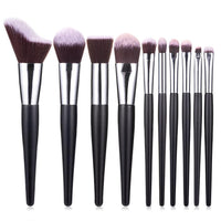 HKM-839635 10-Piece Wavy Makeup Brush Set for Loose Powder, Blush, and Eye Shadow in PU Case