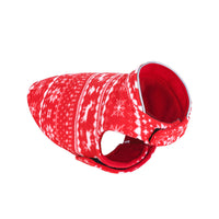 HKM-8397757 Double-Sided Christmas Polar Fleece Dog Jacket in Blue and Red, Sizes XS to XXL