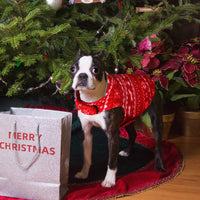 HKM-8397757 Double-Sided Christmas Polar Fleece Dog Jacket in Blue and Red, Sizes XS to XXL