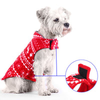 HKM-8397757 Double-Sided Christmas Polar Fleece Dog Jacket in Blue and Red, Sizes XS to XXL