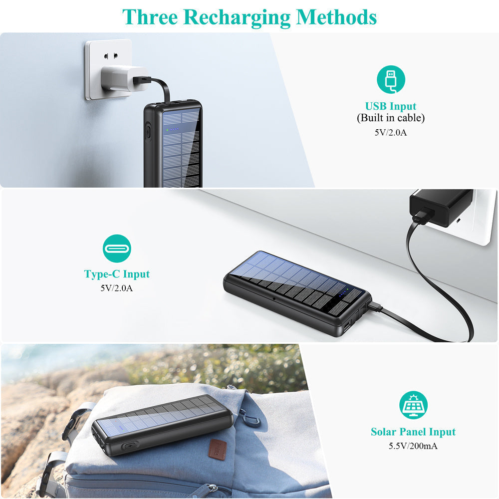 HKM-839955 Dual-Wire Solar Power Bank with Input and Output Ports