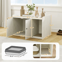 HKM-8400829 Cat Litter Box Enclosure with Scratching Mat and Side Entry - Distressed White, Fits Most Litter Boxes Up to 20.5" L