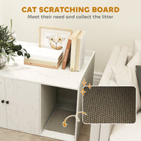 HKM-8400829 Cat Litter Box Enclosure with Scratching Mat and Side Entry - Distressed White, Fits Most Litter Boxes Up to 20.5" L