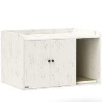 HKM-8400829 Cat Litter Box Enclosure with Scratching Mat and Side Entry - Distressed White, Fits Most Litter Boxes Up to 20.5" L