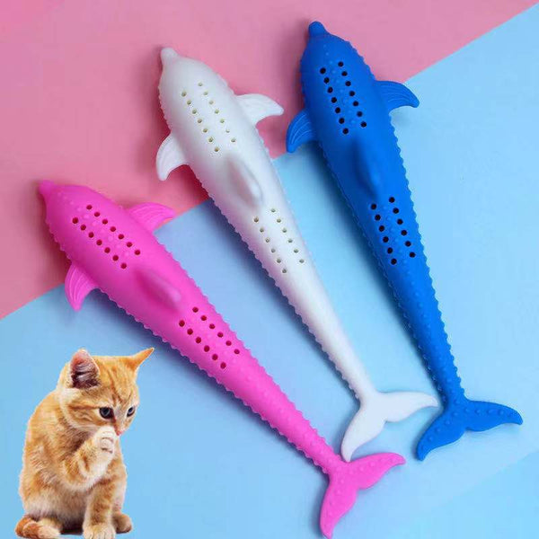 HKM-8400957 Silicone Fish Toothbrush Toy for Cats - Molar Rod for Dental Care