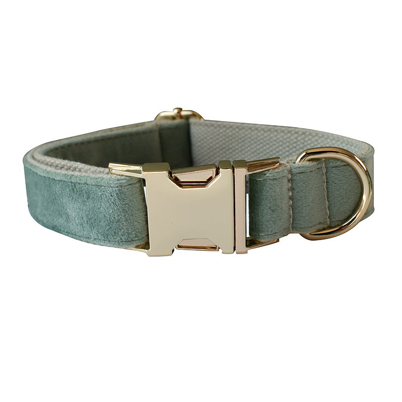 HKM-8401213 Mint Green Velvet Dog Collar and Leash Set with Bow and Dog Ring