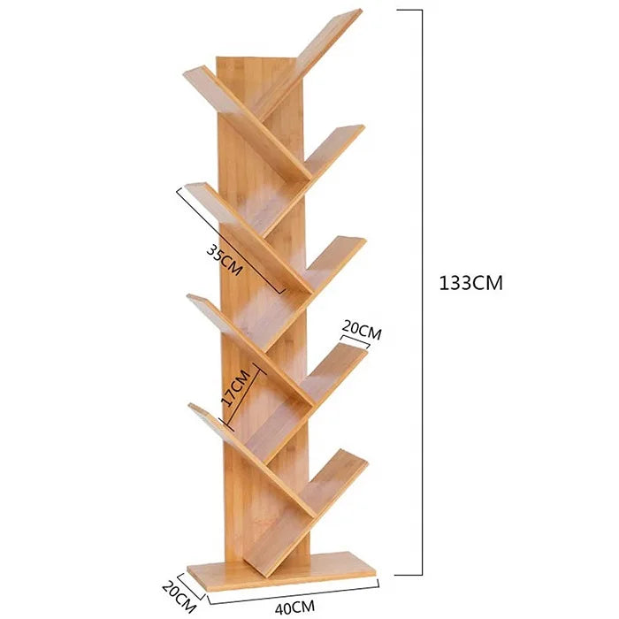 HKM-840275 Modern Tree-Shaped Wood Bookshelf - Stylish Storage Solution for Books and Decor