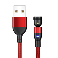 HKM-840275 Three-in-One 540 Degree Magnetic Charging Cable with Blind Suction - 1m Length, Universal Compatibility, Available in Black, Red, Purple