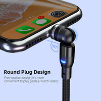 HKM-840275 Three-in-One 540 Degree Magnetic Charging Cable with Blind Suction - 1m Length, Universal Compatibility, Available in Black, Red, Purple