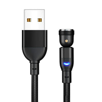 HKM-840275 Three-in-One 540 Degree Magnetic Charging Cable with Blind Suction - 1m Length, Universal Compatibility, Available in Black, Red, Purple