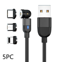 HKM-840275 Three-in-One 540 Degree Magnetic Charging Cable with Blind Suction - 1m Length, Universal Compatibility, Available in Black, Red, Purple
