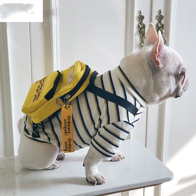 HKM-8403517 Striped Schoolbag Dog Clothes - Sizes M & L, Comfort Fit for All Breeds