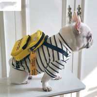 HKM-8403517 Striped Schoolbag Dog Clothes - Sizes M & L, Comfort Fit for All Breeds