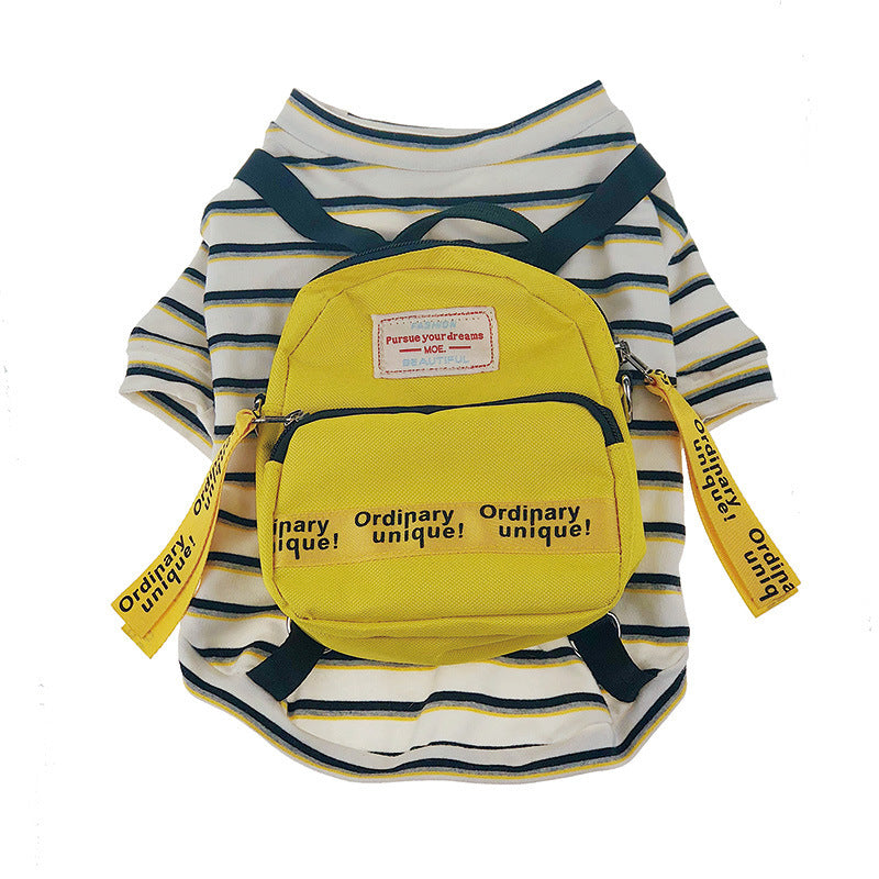 HKM-8403517 Striped Schoolbag Dog Clothes - Sizes M & L, Comfort Fit for All Breeds