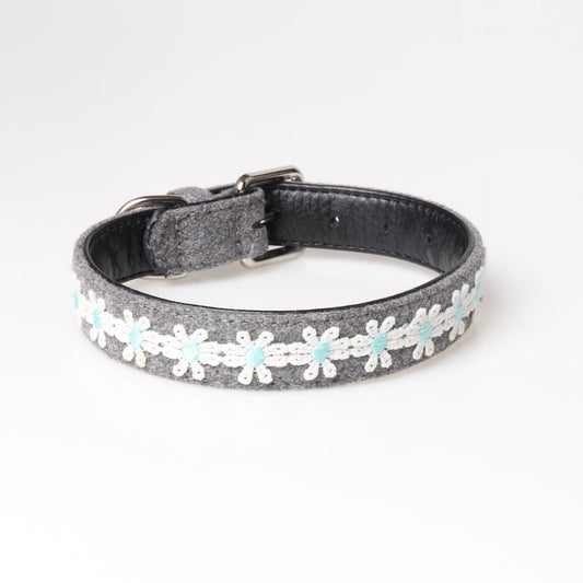 HKM-840403 Embroidered PU Dog Collar with Adjustable Design for Enhanced Comfort and Style