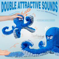 HKM-8404797 Interactive Plush Dog Toy - Large Crinkle Octopus with Squeaker for Tug of War and Chewing Fun