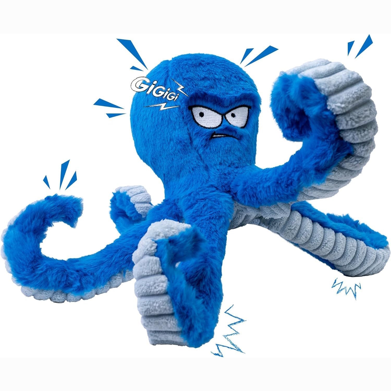 HKM-8404797 Interactive Plush Dog Toy - Large Crinkle Octopus with Squeaker for Tug of War and Chewing Fun
