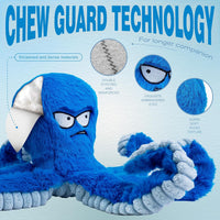 HKM-8404797 Interactive Plush Dog Toy - Large Crinkle Octopus with Squeaker for Tug of War and Chewing Fun