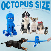 HKM-8404797 Interactive Plush Dog Toy - Large Crinkle Octopus with Squeaker for Tug of War and Chewing Fun